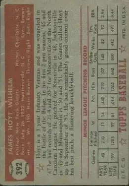 Back of Hoyt Wilhelm