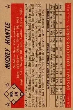 Back of Mickey Mantle