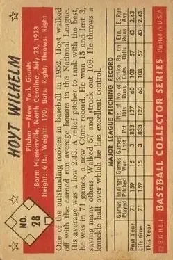 Back of Hoyt Wilhelm
