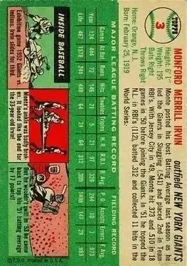 Back of Monte Irvin