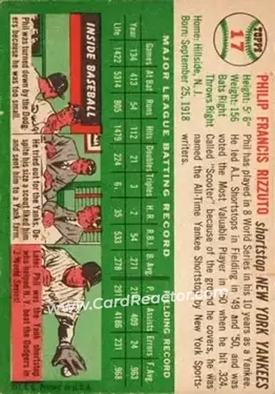 Back of Phil Rizzuto