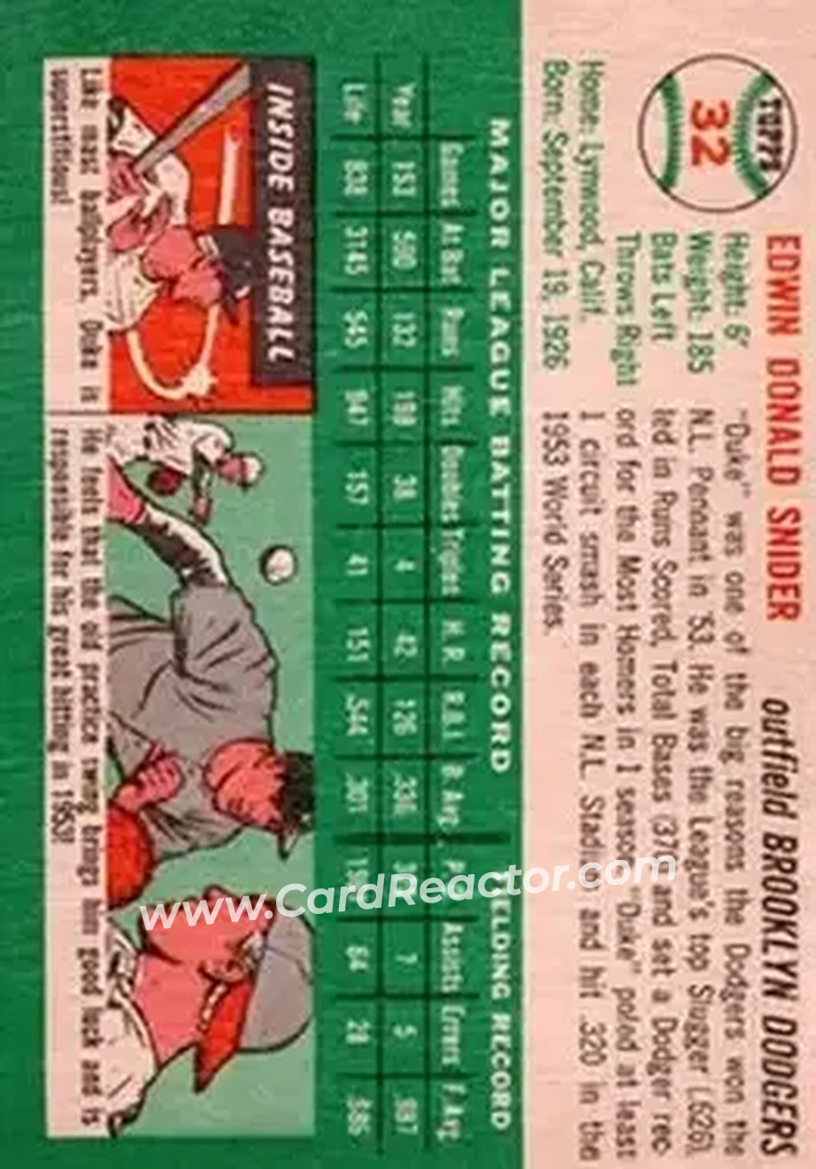 Back of Edwin "Duke" Snider