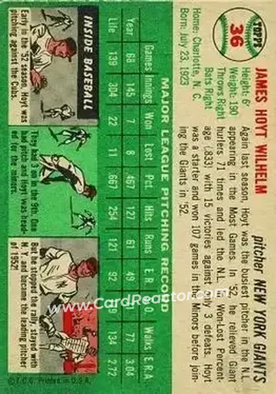 Back of Hoyt Wilhelm
