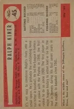 Back of Ralph Kiner