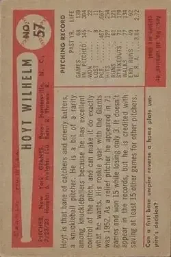 Back of Hoyt Wilhelm