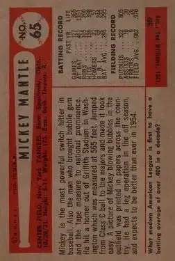 Back of Mickey Mantle