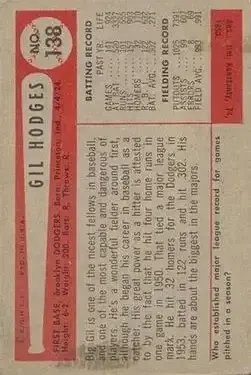Back of Gil Hodges