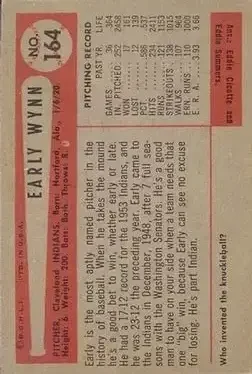 Back of Early Wynn