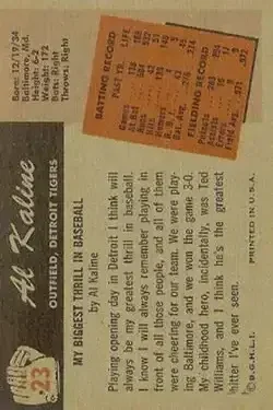 Back of Al Kaline