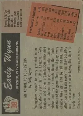 Back of Early Wynn