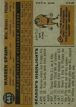 Back of Warren Spahn