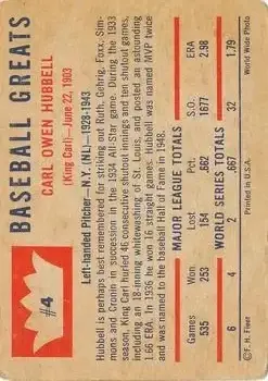 Back of Carl Hubbell