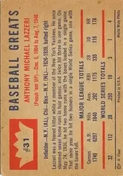 Back of Tony Lazzeri