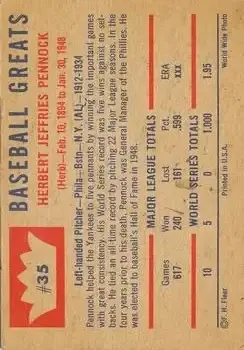 Back of Herb Pennock