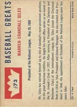Back of Warren Giles