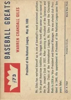 Back of Warren Giles