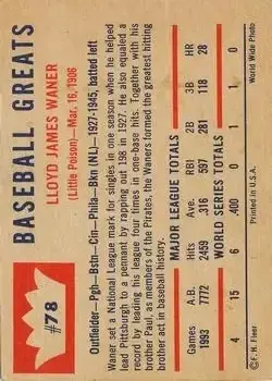 Back of Lloyd Waner