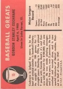 Back of Mickey Cochrane