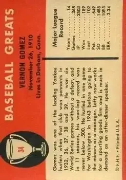 Back of Lefty Gomez