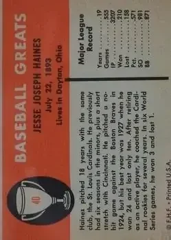 Back of Jesse Haines