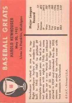 Back of Hal Newhouser