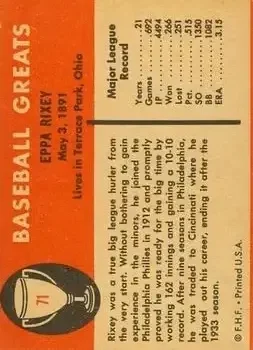 Back of Eppa Rixey