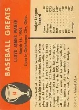 Back of Lloyd Waner