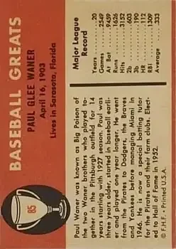 Back of Paul Waner