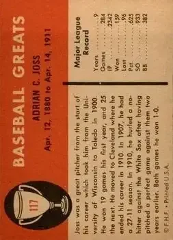Back of Addie Joss