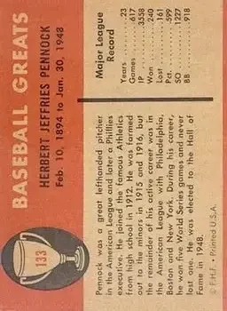 Back of Herb Pennock