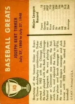 Back of Joe Tinker