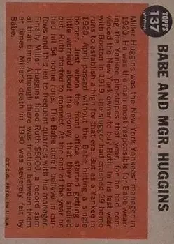 Back of Miller Huggins & Babe Ruth