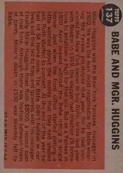 Back of Miller Huggins & Babe Ruth