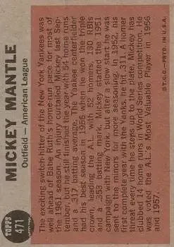 Back of Mickey Mantle