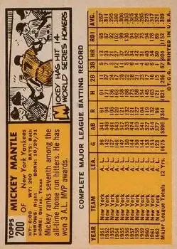 Back of Mickey Mantle