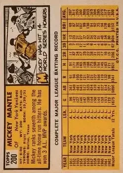 Back of Mickey Mantle