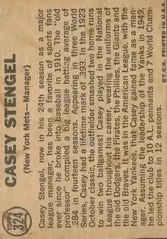 Back of Casey Stengel
