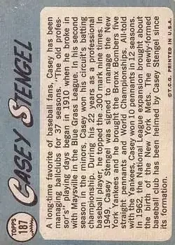 Back of Casey Stengel