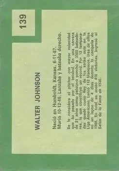Back of Walter Johnson