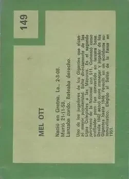 Back of Mel Ott