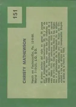 Back of Christy Mathewson