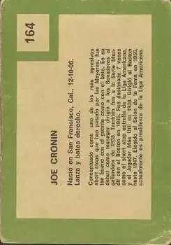 Back of Joe Cronin