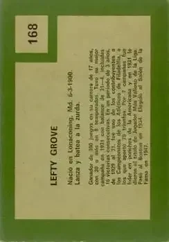 Back of Lefty Grove
