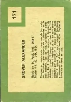 Back of Grover Cleveland Alexander