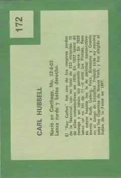 Back of Carl Hubbell