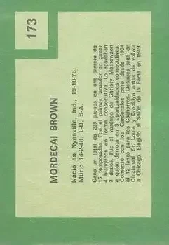 Back of Mordecai Brown