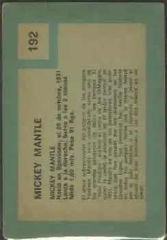 Back of Mickey Mantle