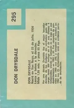 Back of Don Drysdale
