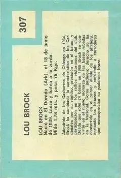 Back of Lou Brock