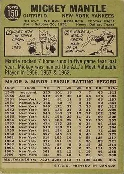 Back of Mickey Mantle